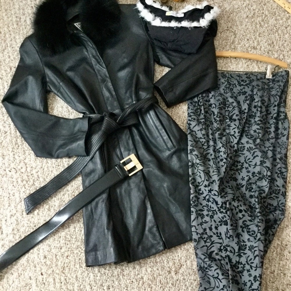 Leather PENCIL SKIRT Vintage Margaret Godfrey Black EPLVC Sz 8 SEXY - Picture 9 of 11